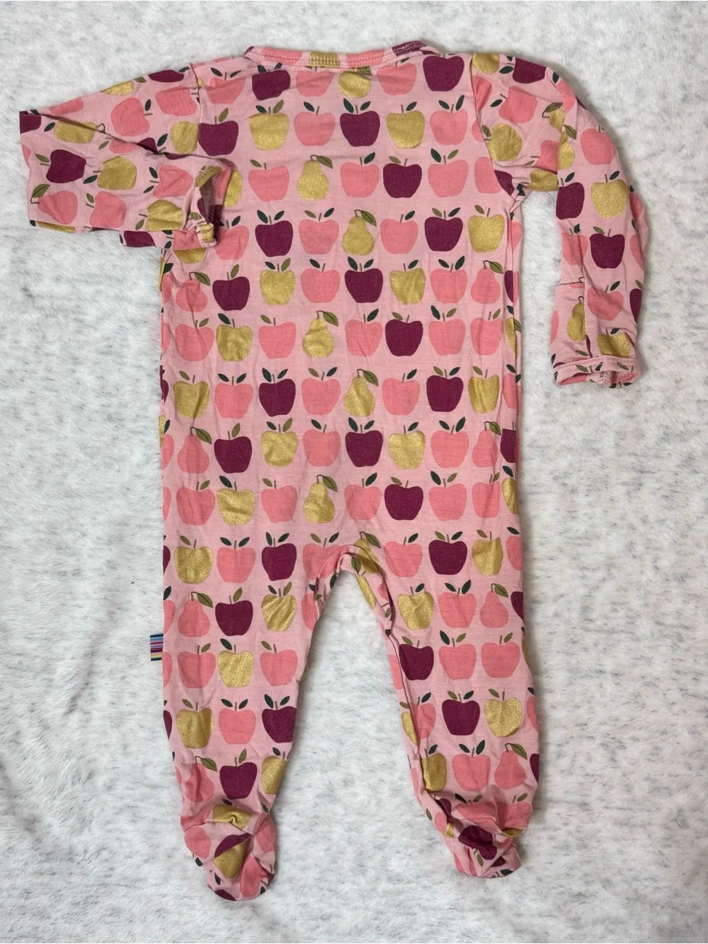 Magnetic Me Pink Apple Pear Footie Sleeper 0-3M Baby Girl Modal Gold Fruit